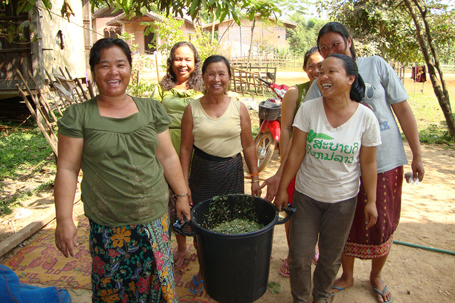 Women farmers producing organic fertiliser